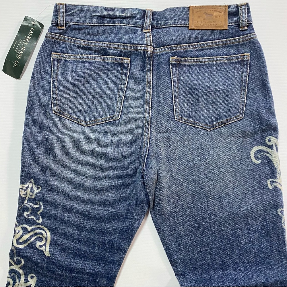 ⭐️HP⭐️ NEW Petite RALPH LAUREN INDIGO GROTTO PAISLEY SCROLL DESIGNER JEANS 2P - Picture 5 of 12